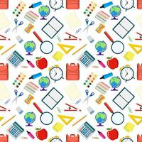 Seamless pattern with different school objects vector