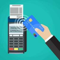 Payments using terminal and debit credit card vector