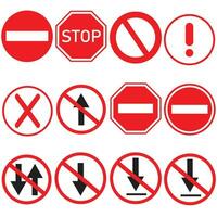 Stop sign icon vector set. Prohibitory signs. There is no way. Do not enter.