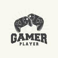 juego consola logo, jugador diseño gamepad ilustración símbolo modelo vector