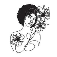 Black Woman Inspired Line Art vector