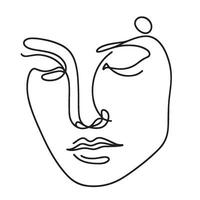Minimalistic Face With Eyes Closed Line Art vector