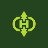 letter H pine tree emblem logo vector