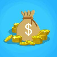 bag with dollars money vector