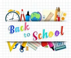 Back to school background with supplies tools vector