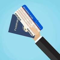 Boarding Pass and Passport in hands. vector