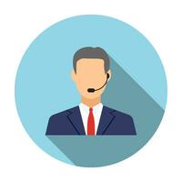 Call center operators, man avatar icons. vector