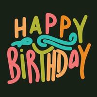 Happy Birthday handwriting inscription. Concept Happy Birthday text banner square composition. Hand drawn vector art.
