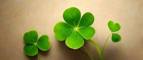 AI generated Lifelike Elegance Photorealistic Rendering of a Clover Leaf photo