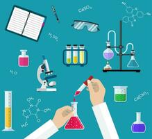 Ciencias experimentar o química laboratorio concepto vector