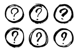 Hand drawn ink question mark illustration in sketch style. Elements for design vector