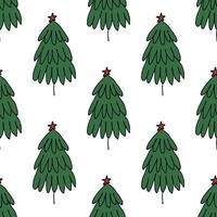 Seamless pattern with geometric minimal scandinavian Christmas tree doodle for decorative print, wrapping paper, greeting cards and fabric vector