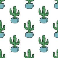 Seamless pattern with cactus doodle for decorative print, wrapping paper, greeting cards and fabric vector