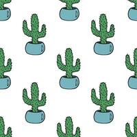 Seamless pattern with cactus doodle for decorative print, wrapping paper, greeting cards and fabric vector