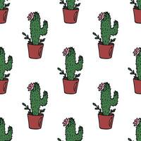 Seamless pattern with cactus doodle for decorative print, wrapping paper, greeting cards and fabric vector