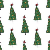 Seamless pattern with geometric minimal scandinavian Christmas tree doodle for decorative print, wrapping paper, greeting cards and fabric vector
