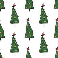 Seamless pattern with geometric minimal scandinavian Christmas tree doodle for decorative print, wrapping paper, greeting cards and fabric vector