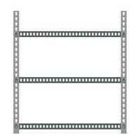 Empty metallic storage shelves. vector