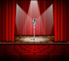 Microphone and red curtain vector