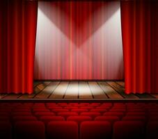 theater stage with a red curtain vector