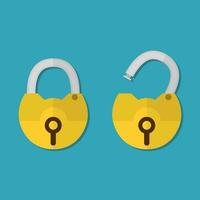 Lock open and closed vector