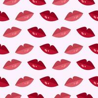 Seamless pattern with red and pink lips on light background vector