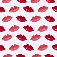 Seamless pattern with red and pink lips on light background vector