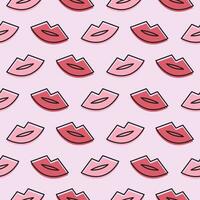 Seamless pattern with outline lips on pink background vector