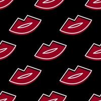 Seamless pattern with red lips on black background vector