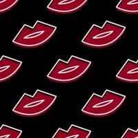 Seamless pattern with red lips on black background vector