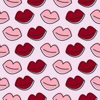 Seamless pattern with red and pink lips on pink background vector