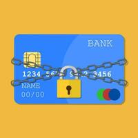 Credit card with chains and pad lock vector