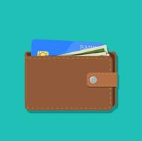 wallet with card and cash vector