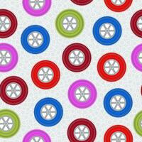 Pattern of car wheels and discs. Seamless colorful background pattern. vector