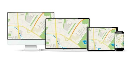 GPS Abstract generic city map with roads, vector