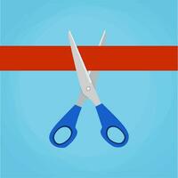 Scissors cutting a red ribbon vector