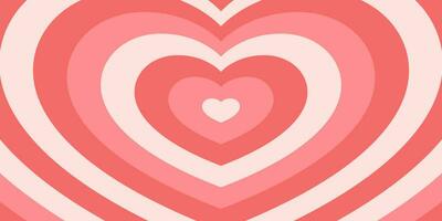 Hypnotic Heart-Shaped Tunnel Offering a Red and Pink Retro Wallpaper, Evoking the Psychedelic Vibes of the 70s. vector