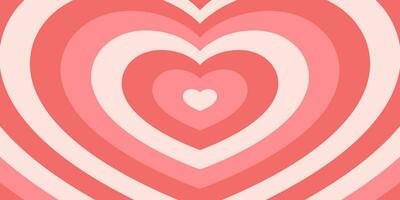 Hypnotic Heart-Shaped Tunnel Offering a Red and Pink Retro Wallpaper, Evoking the Psychedelic Vibes of the 70s. vector