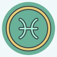 Icon Pisces. related to Horoscope symbol. color mate style. simple design editable. simple illustration vector