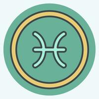 Icon Pisces. related to Horoscope symbol. color mate style. simple design editable. simple illustration vector