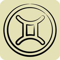 Icon Gemini. related to Horoscope symbol. hand drawn style. simple design editable. simple illustration vector