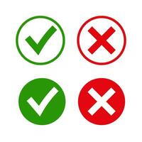 verde marca de verificación Okay y rojo X iconos, vector