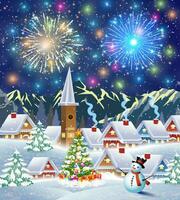 snowy village landscape vector