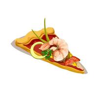 Sliced pizza with sea products vector