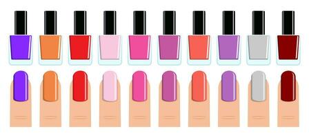 set nail polish and nails vector