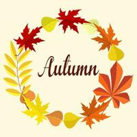 Autumn card With Leaves vector