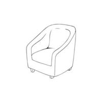 Hand-drawn armchair drawing. Furniture for sitting. Vector apartment furnishing element. Interior doodle vector illustration isolated on a white background.