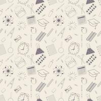 Seamless pattern with different school objects vector