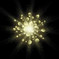 Golden glitter texture splash on black background vector