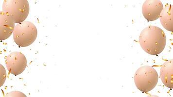 Beige color balloon and gold confetti design for greeting, wedding, holiday, eve and baby shower vector